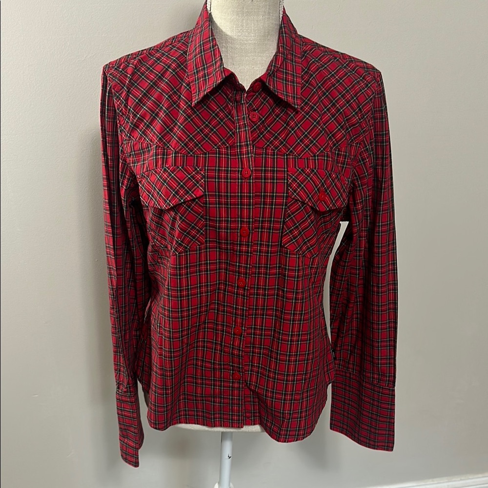 Tommy‎ Hilfiger Red and Green Fitted Button Down Shirt